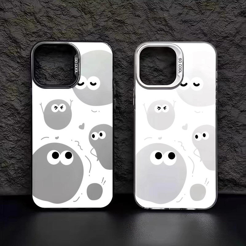 กรณีโทรศัพท์มือถือแฟชั่นกันกระแทกสูง TPU for iPhone11 12 13 14 15 16Pro Max XR XS X 7/8Pลูกถ่านหินสีดำ