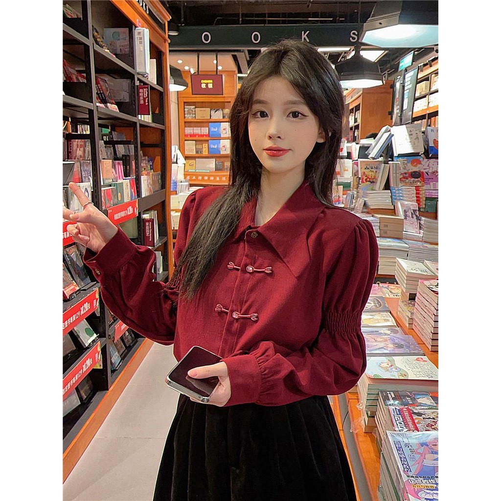 🧡LINNA🧡เวอร์ชั่นเกาหลี สีทึบ แขนยาว เสื้อเชิ้ต สไตล์ใหม่ ความเรียบง่าย วินเทจ