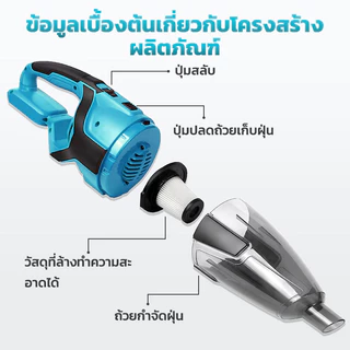 PINSEN เครื่องดูดฝุ่นแบบมือถือ ไร้สายพลังดูดขนาดใหญ่ 10000pa กำลังไฟ140W เสียงรบกวนต่ำแบต Makita เครื่องดูดฝุ่นแบตเตอรี่