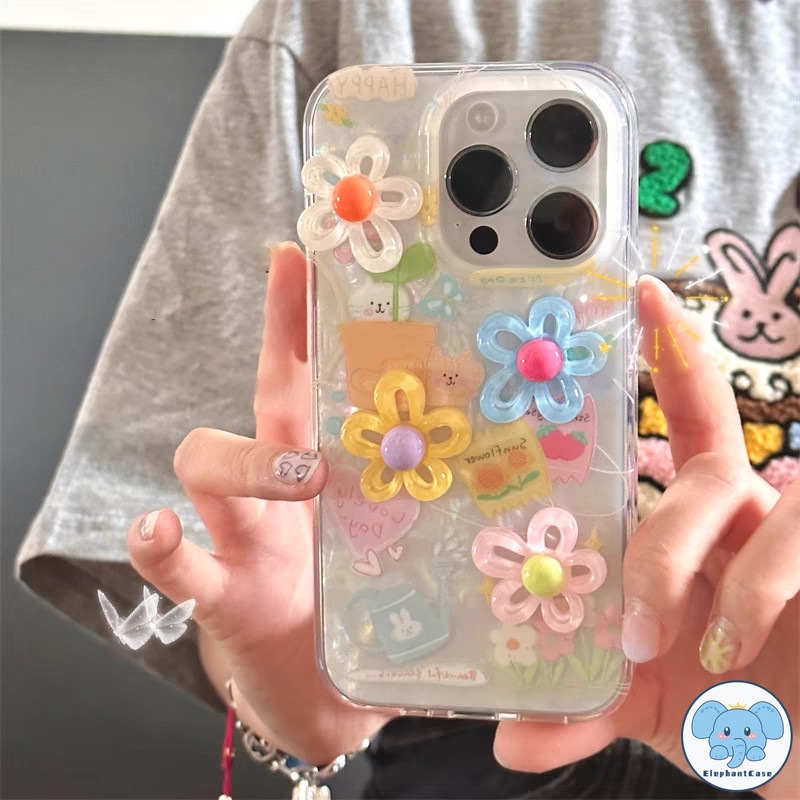 ดอกไม้น่ารักกราฟฟิตีเข้ากันได้เคสไอโฟน 16 11 15 13 14 12 Pro Max 7 8 16 15 14 Plus XR X XS Max SE 2020 สร้อยข้อมือเคส