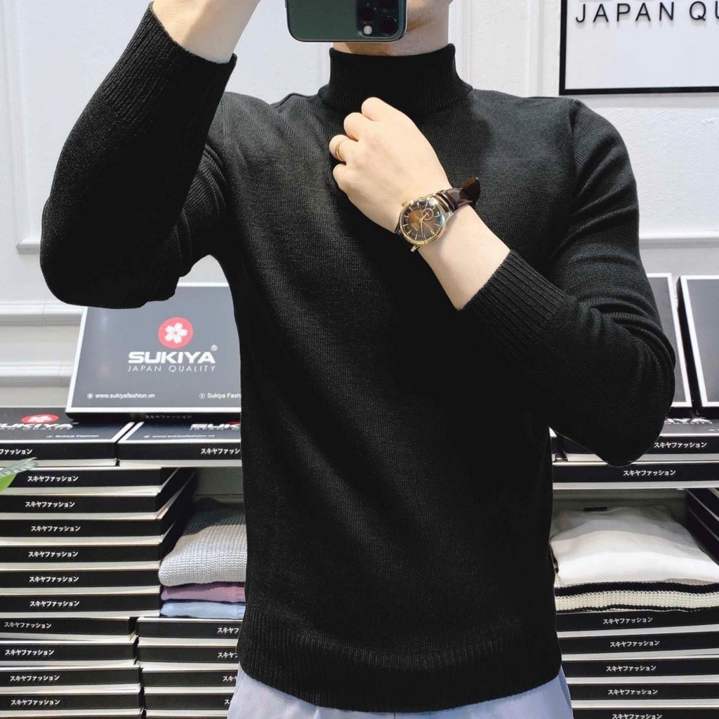เสื้อสเวตเตอร์คอเต่าทอหนาละเอียดสําหรับผู้ชายแบบ 1 คุณภาพสูง คอปกสูง - คอสูง Menswear Ong Nung