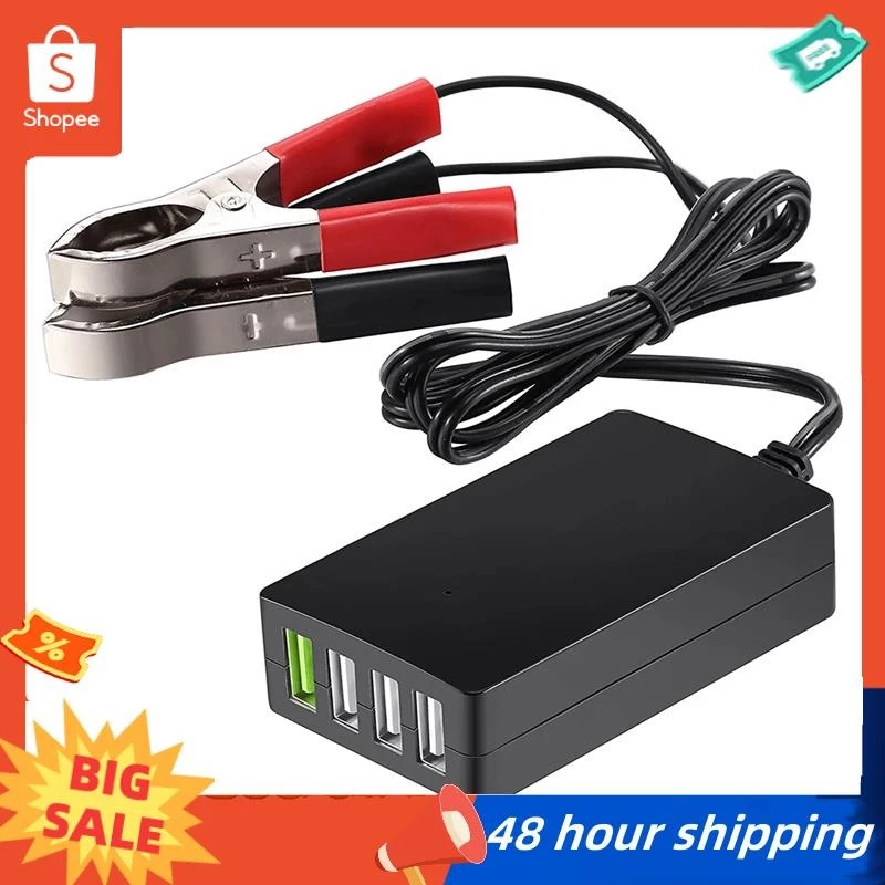 พร้อมสต็อก ชาร์จ DC แบบพกพา 12V/24V ถึง 5V 4-Port Usb Charger Usb Charger Multiport Usb Charger พร้อมคลิปแบตเตอรี่สําหรับโทรศัพท์สมาร์ทและแท็บเล็ตอื่นๆ