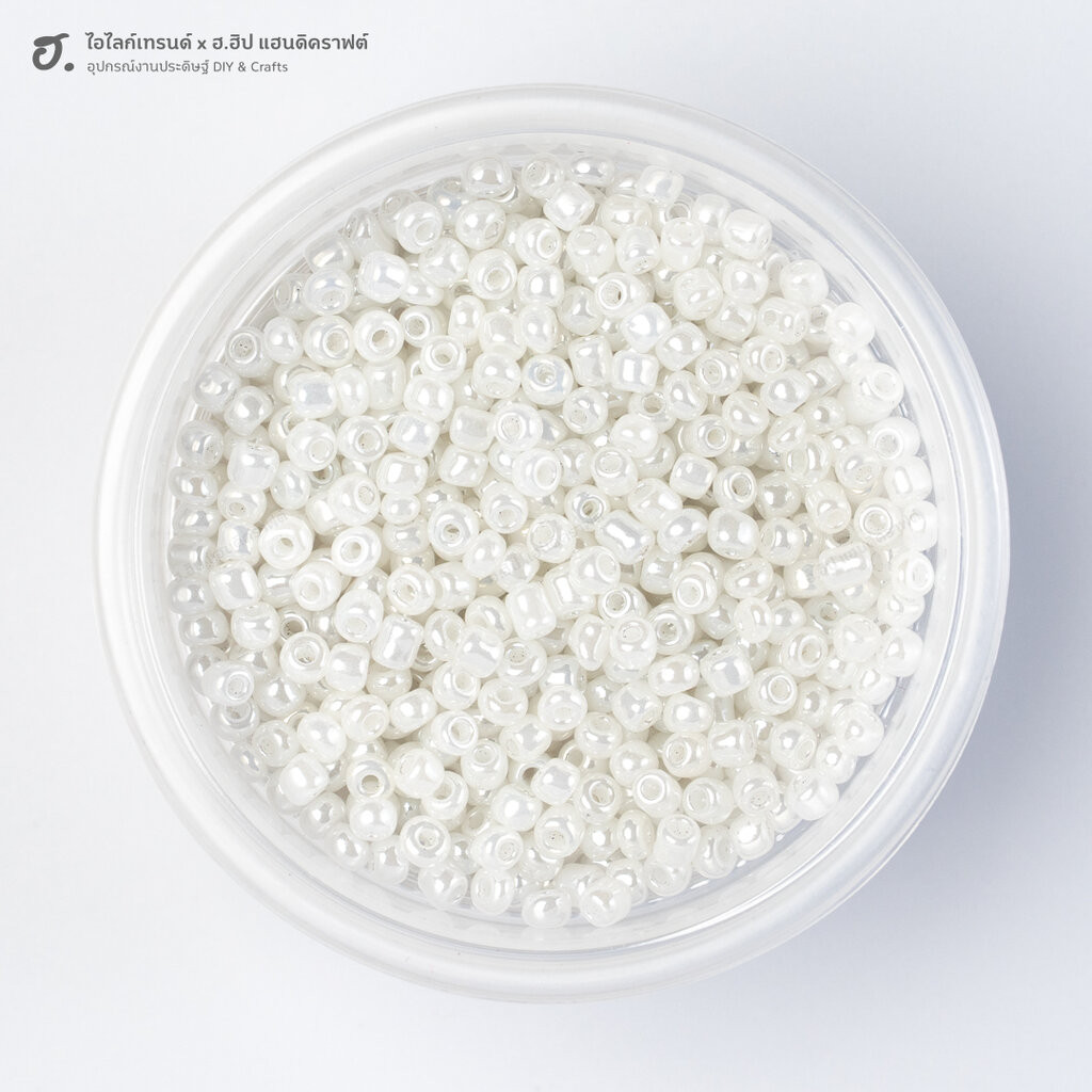 ลูกปัดเม็ดทราย ขนาด 3 มม. ขาวมุก White Pearl Shine