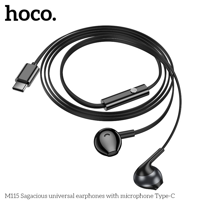 Hoco M115 หูฟัง Type-C แบบอินเอียร์ พร้อมไมโครโฟน เสียบแล้วใช้งานได้เลย สายแบนไม่พันกัน - รูปที่ 3