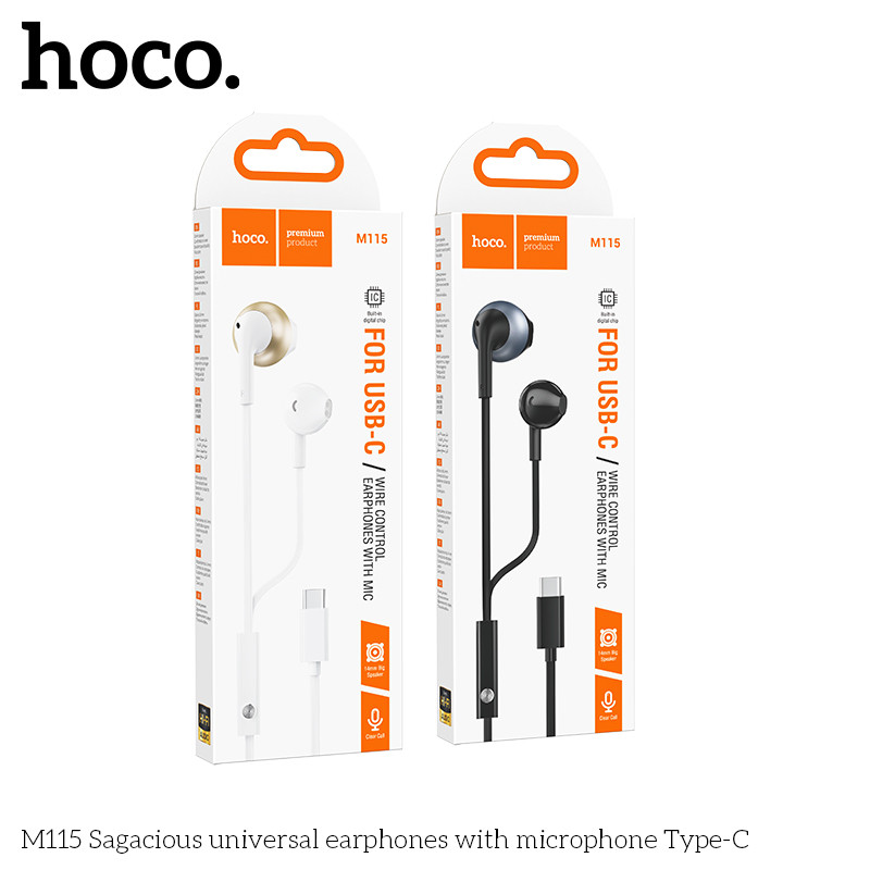 Hoco M115 หูฟัง Type-C แบบอินเอียร์ พร้อมไมโครโฟน เสียบแล้วใช้งานได้เลย สายแบนไม่พันกัน - รูปที่ 4