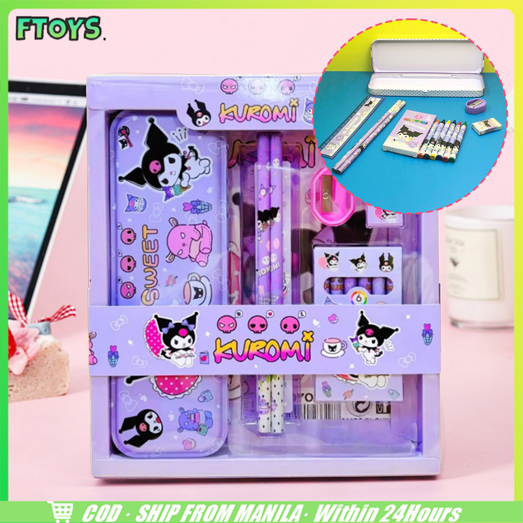 จัดส่งใน24ซม.ชุดเครื่องเขียนครบชุด ดินสอการ์ตูน Kuromi Cinnamoroll กบเหลาดินสอ กล่องของขวัญสําหรับเด็ก