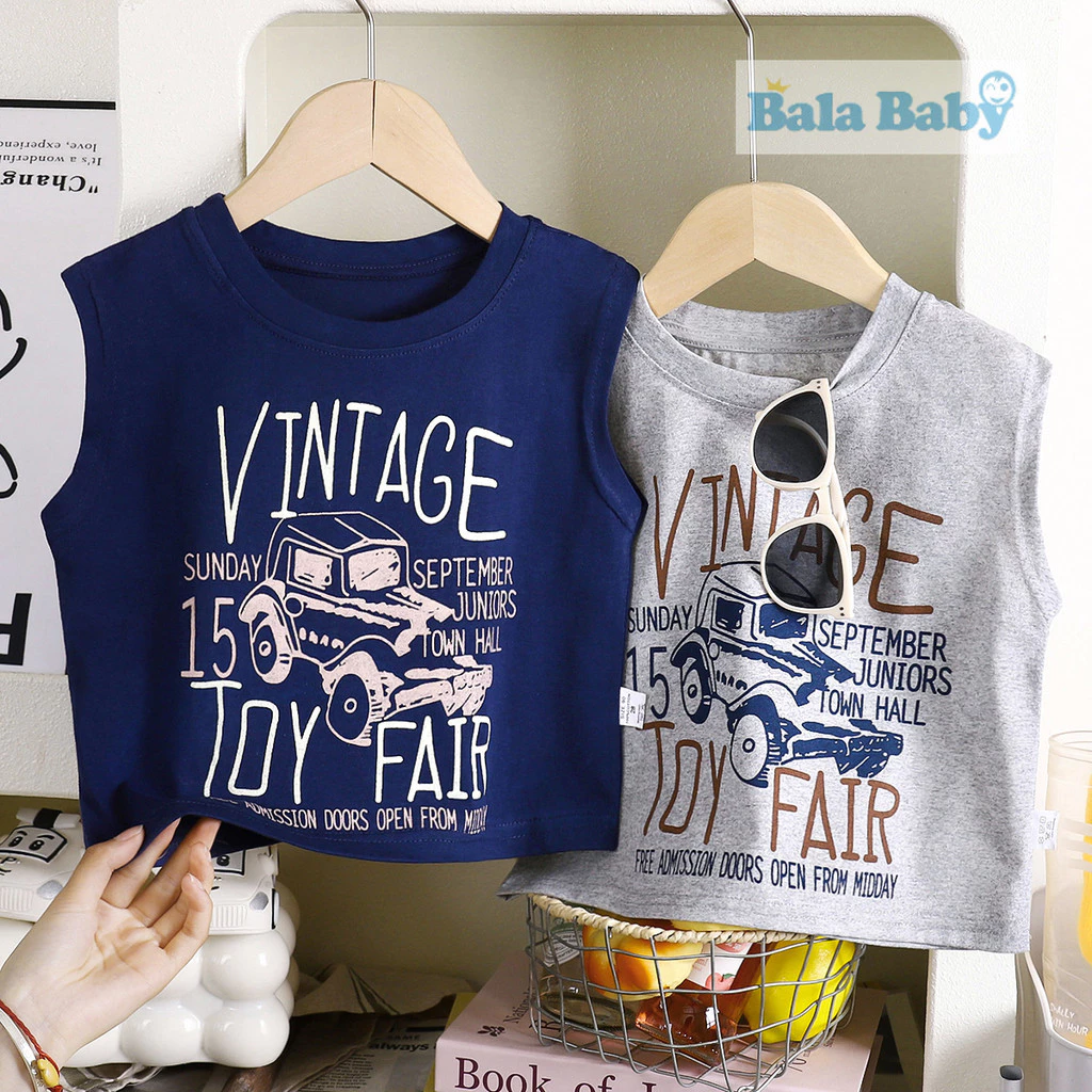 เสื้อแขนกุดเด็ก เสื้อยืดเด็กผู้ชาย เสื้อกั๊ก แฟชั่นเกาหลีน่าร้อน Size 80-120 cm BXT24