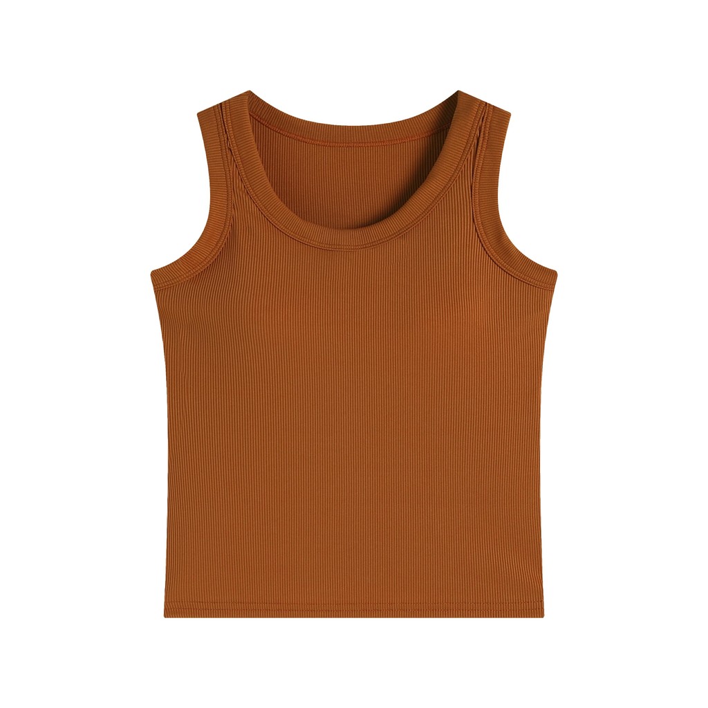 เสื้อกล้ามมีบราในตัว เสื้อกล้ามลำลอง เบสิก สีพื้นเปิดไหล่ สำหรับสตรี นุ่มและใส่สบาย - รูปที่ 5