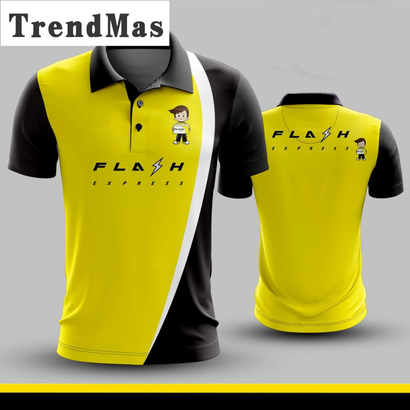 เสื้อโปโลแขนสั้นสำหรับคนงานจัดส่ง ระบายเหงื่อและแห้งไว FLASH EXPRESS