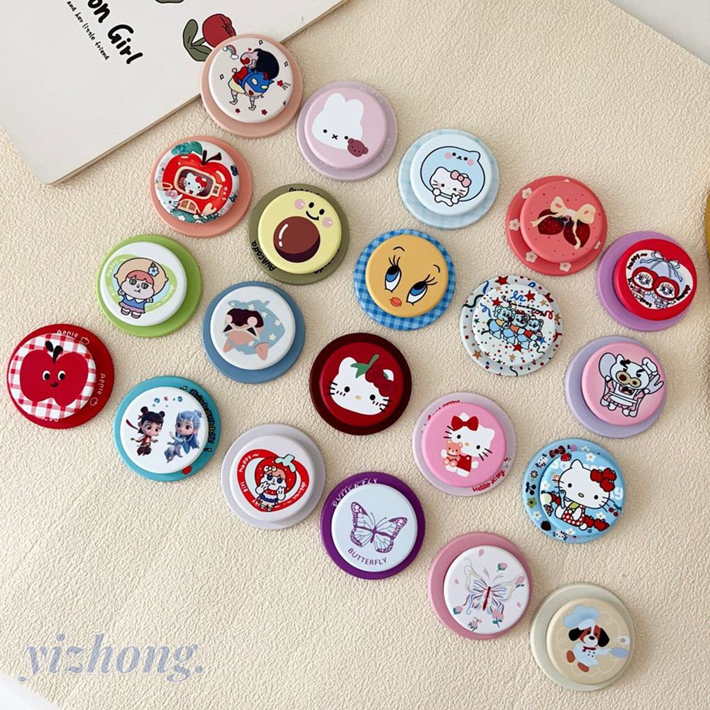 ทรงกลม Magnetic Attraction น่ารักการ์ตูน Hello Kitty Crayon Shin-chan Nezha ที่วางโทรศัพท์ Creative Kickstand สําหรับ Naked โทรศัพท์มือถือ Magsafe กรณีพับ Anti-drop PC Bracket