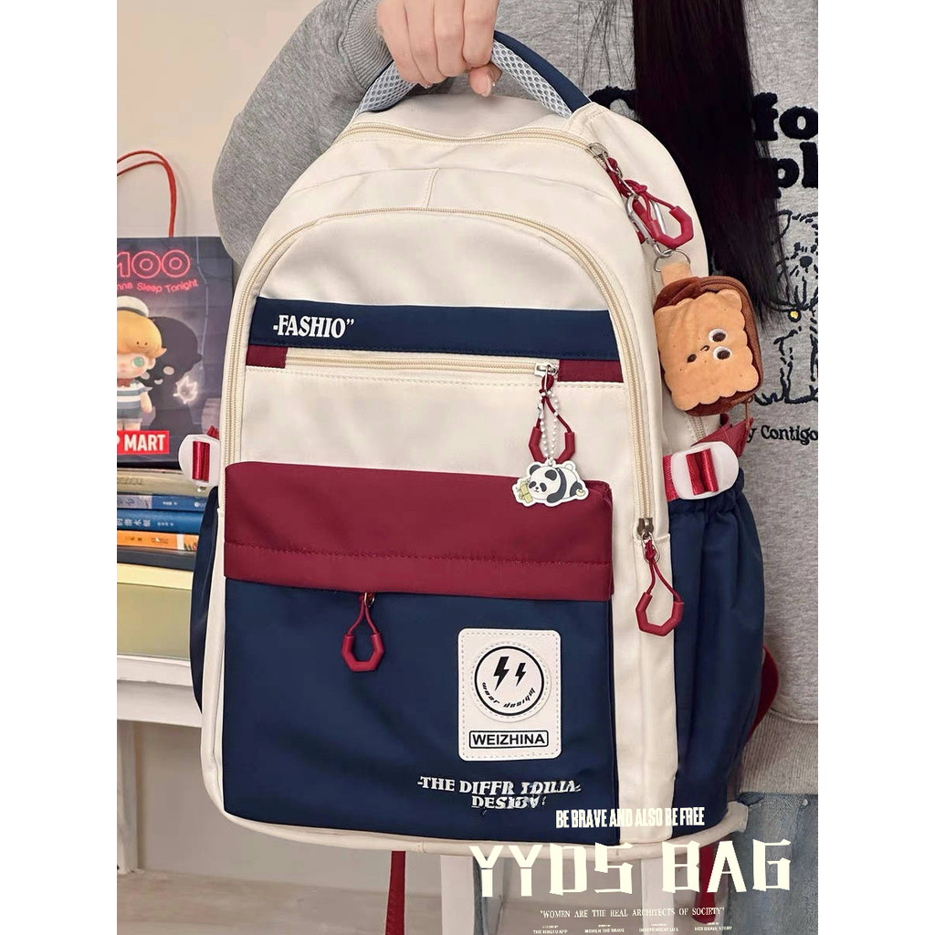 กระเป๋าเป้สะพายหลังวินเทจผู้หญิง ใบใหญ่ กันน้ำ ใส่คอมพิวเตอร์ได้