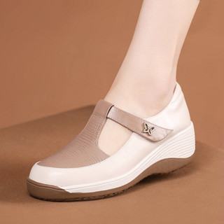 Women 2025 Summer New Comfortable Soft Leather Non-Slip Wear-Resistant Women Shoes Soft Sole Casual Wedge Sandals for Women