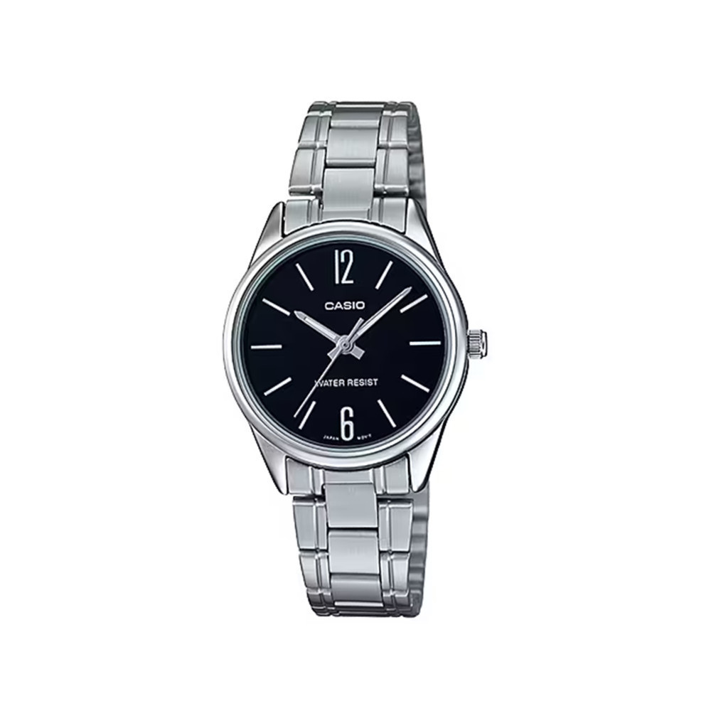 CASIO นาฬิกาข้อมือ CASIO รุ่น LTP-V005D-1BUDF วัสดุสเตนเลสสตีล สีดำ