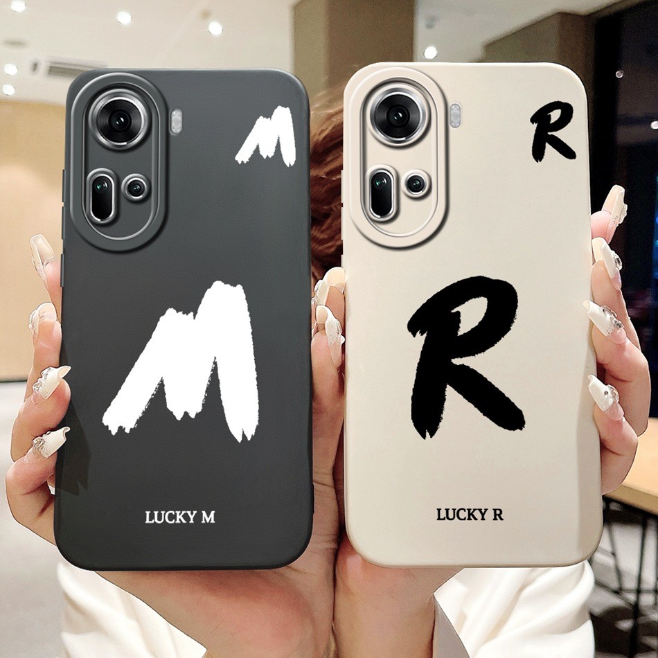 สําหรับ OPPO Reno11 CPH2599 / Reno11 Pro CPH2607 Lucky จดหมายเริ่มต้นเคสโทรศัพท์ Reno 11 11Pro 5G เลนส์ป้องกันกรณีซิลิโคนอ่อนนุ่ม