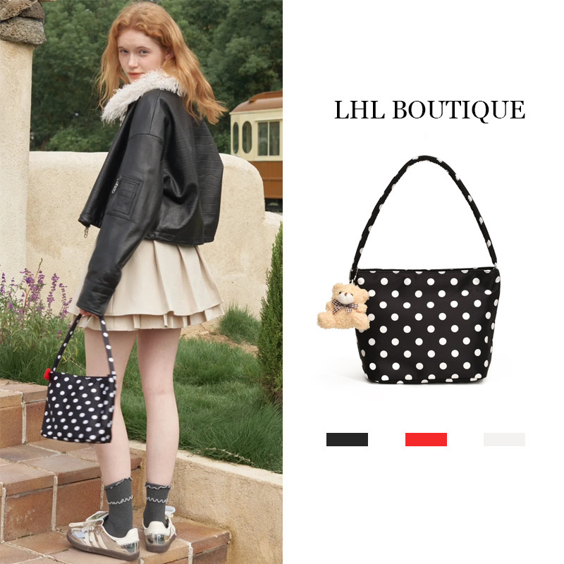 LHL BOUTIQUE Polka dot bag กระเป๋าถือ ลายจุด กระเป๋าแดง แฟชั่น