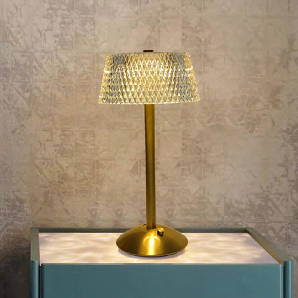 โคมไฟตั้งโต๊ะคริสตัล 3 สี LED หรี่แสงได้โคมไฟตั้งโต๊ะแบบสัมผัสตกแต่งบาร์ (C) - รูปที่ 2