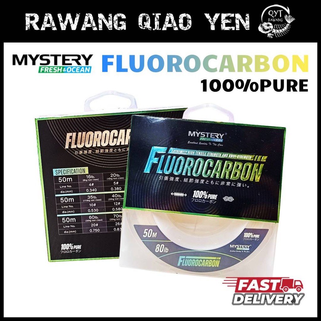 MYSTERY ผู้นําตกปลา Fluorocarbon 100%,Peramut Pancing Tali Hantu, อุปกรณ์ตกปลา, การประดิษฐ์จากกัน