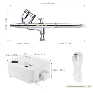 Nasedal 0.3 มม.Dual Action Airbrush Compressor Kit Sprayer สําหรับแต่งหน้า Body Tattoo Nail Art เค้กตกแต่งสีเครื่องมือ