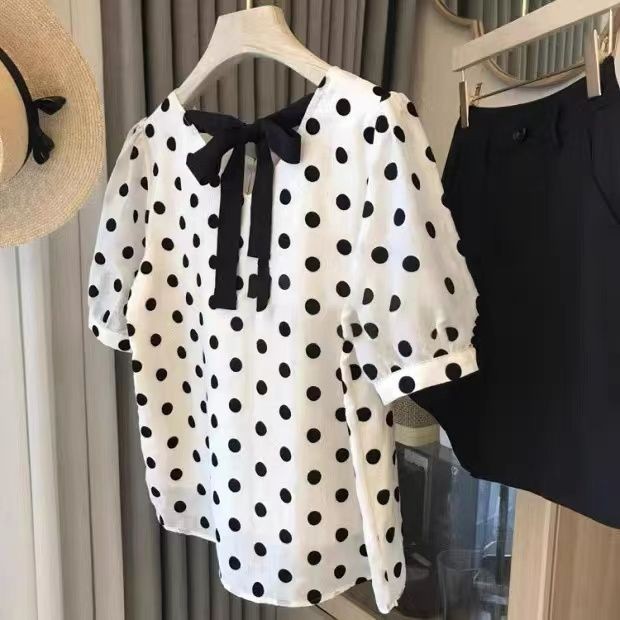 เสื้อฤดูร้อนใหม่ Polka Dot Fqashion เสื้อแขนสั้น