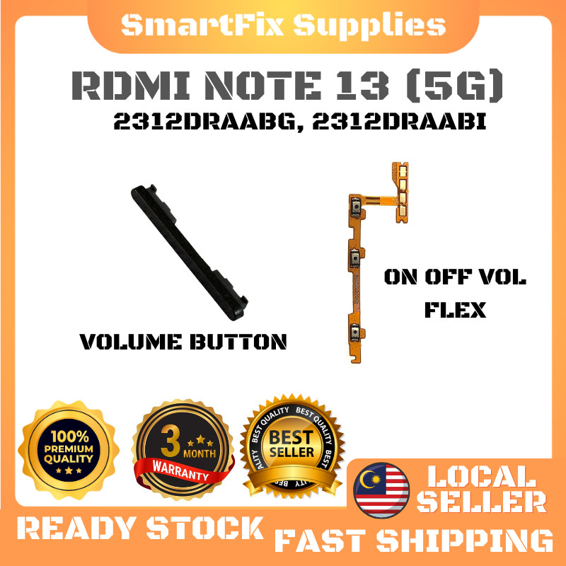 Redmi Note 13 5G 2312DRAABG, 2312DRAABI เปิดไฟ + Volume Ribbon Flex On Off ปุ่มปรับระดับเสียง