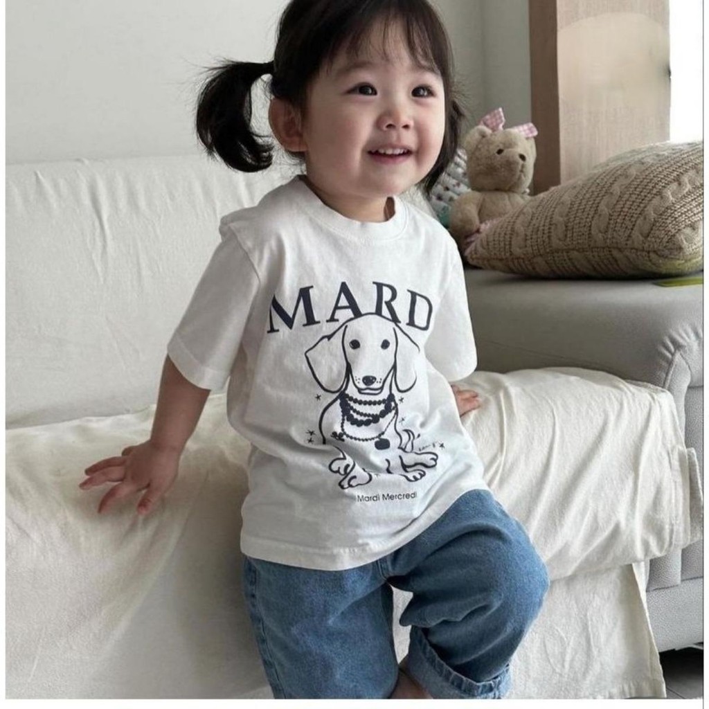 rb6t1fu3yn    เสื้อยืดเด็กแขนสั้นสีขาวและสีดำลาย Mardi kid คอลเลคชั่นใหม่ 90-150 T888