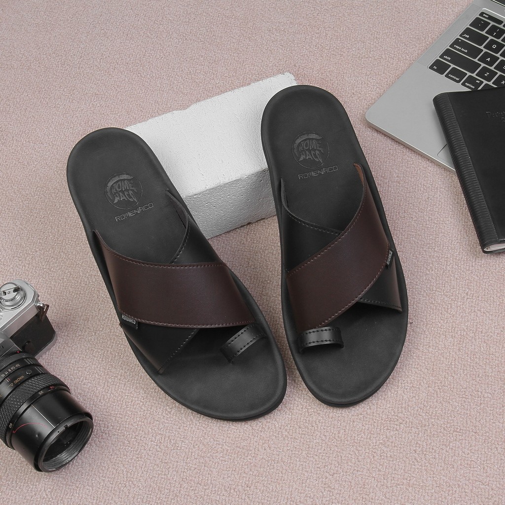 ROMENACO รองเท้าแตะผู้ชาย สีดํา สีน้ําตาล R141B รองเท้าแตะแบบสวม