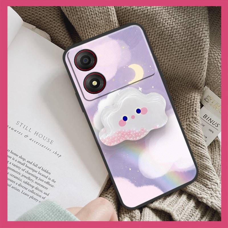 ZTE ความเรียบง่ายทนทานเคสโทรศัพท์สําหรับZTE Blade A34 Soft Case Quicksand Kickstand Rotatable Standก