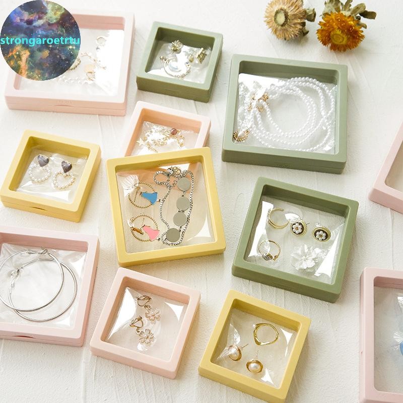Strongaroetrtu Nail Art Display Box PE Film Jewelry Ring Earing Case Pendant Holder Coin Badge Medal