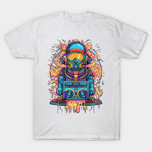 เสื้อยืด Vintage Space Bass Colorful Music T-Shirt แท้ Cotton 100% สไตล์ สีดำ S-5XL y2k แห้งเร็ว