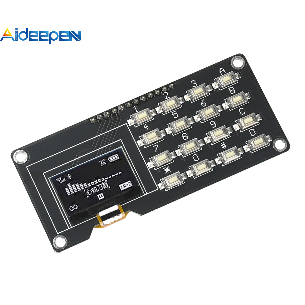 AIDEEPEN 0.96/1.3 นิ้วจอแสดงผล OLED IIC สีขาว SH1106 SSD1306 SSD1315 พร้อมแป้นพิมพ์เมทริกซ์ 4x4 คีย์