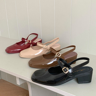 go🚚รองเท้าแตะรัดส้นผู้หญิง เสริมส้น แมรี่เจน หัวเข็มขัดปรับไ…