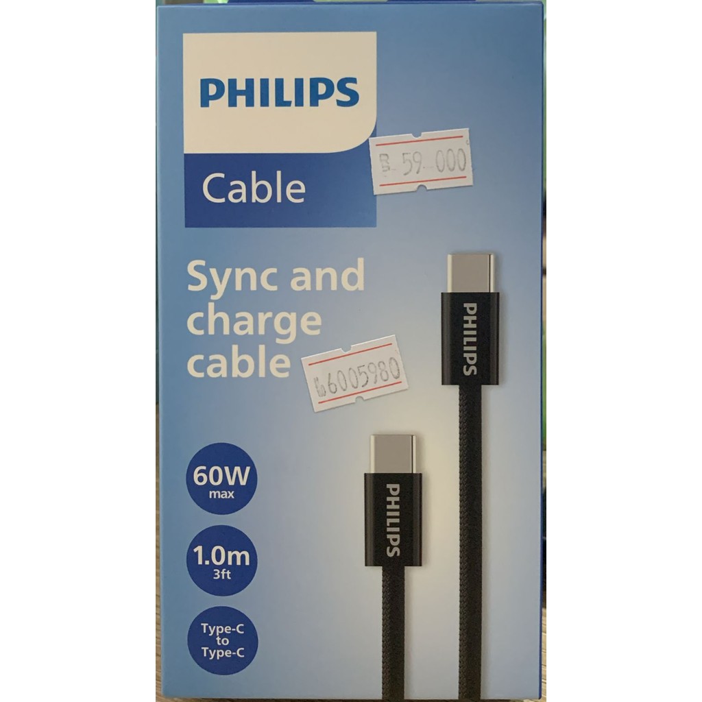 PHILIPS DLC5051CB CABLE TYPE C ถึง TYPE C 60W