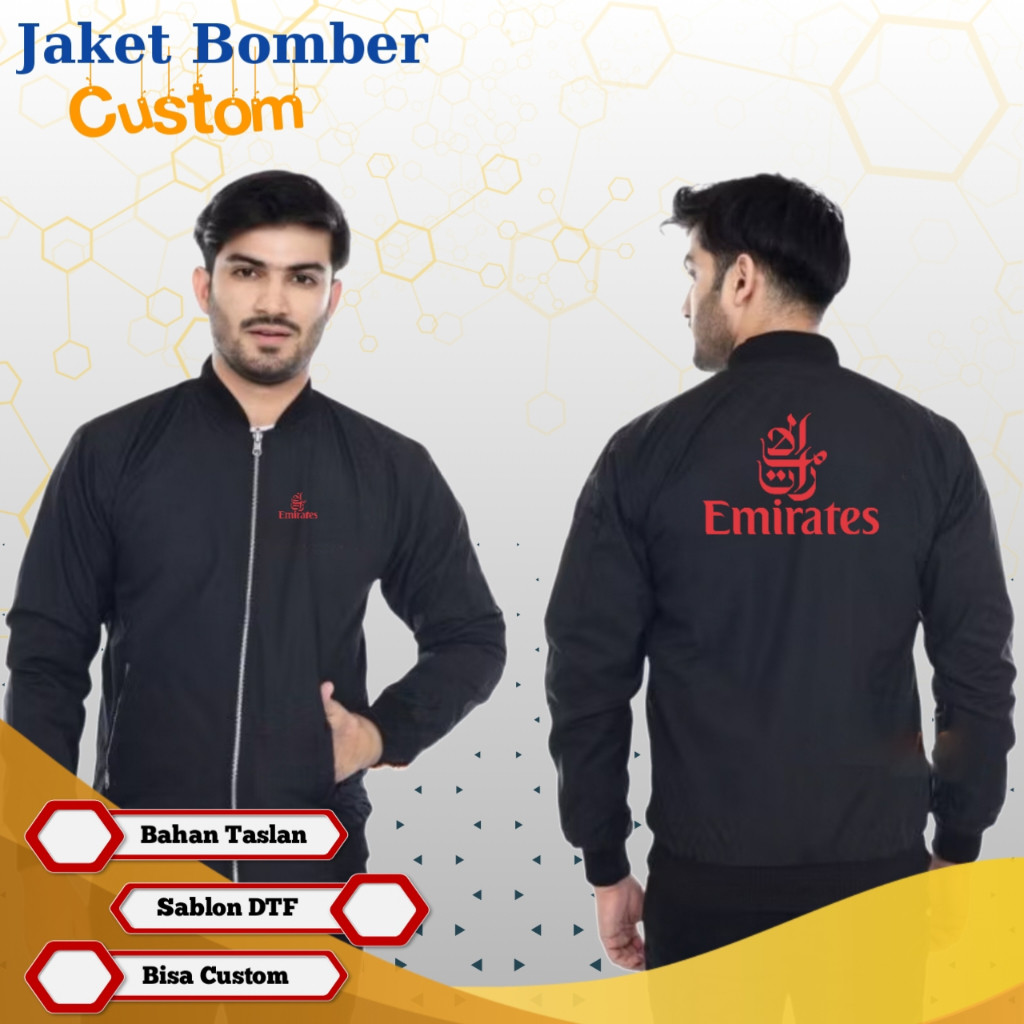 Emirates Airlines Merchandise Bomber Jacket Maskapai MS7 Custom Bomber Jacket