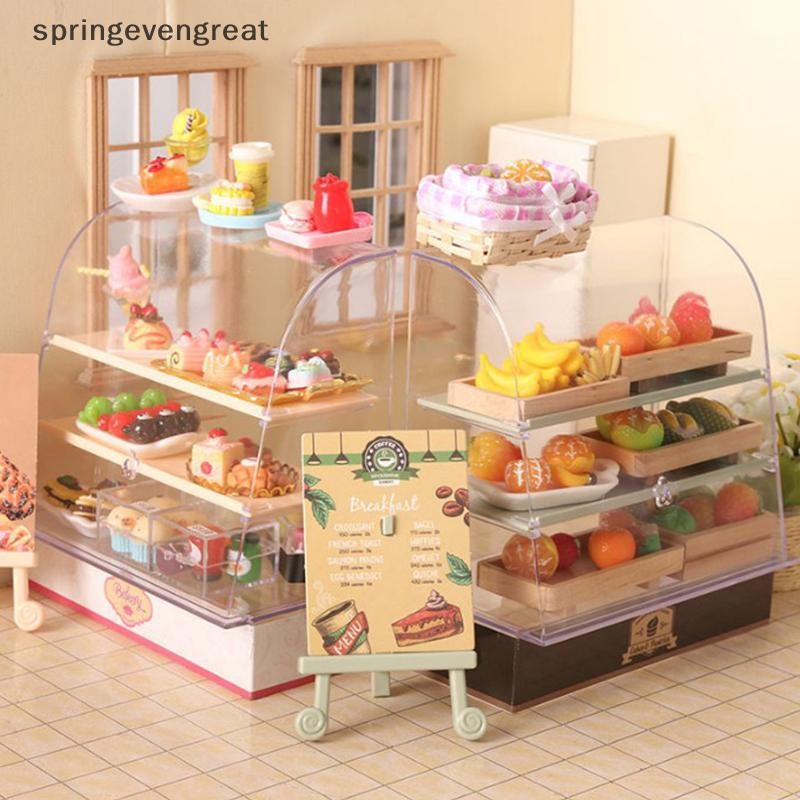 Springevengreat 1:12 Dollhouse Miniture จําลองตู้เค้กชุดอุปกรณ์เสริมตกแต่ง Springevengreat