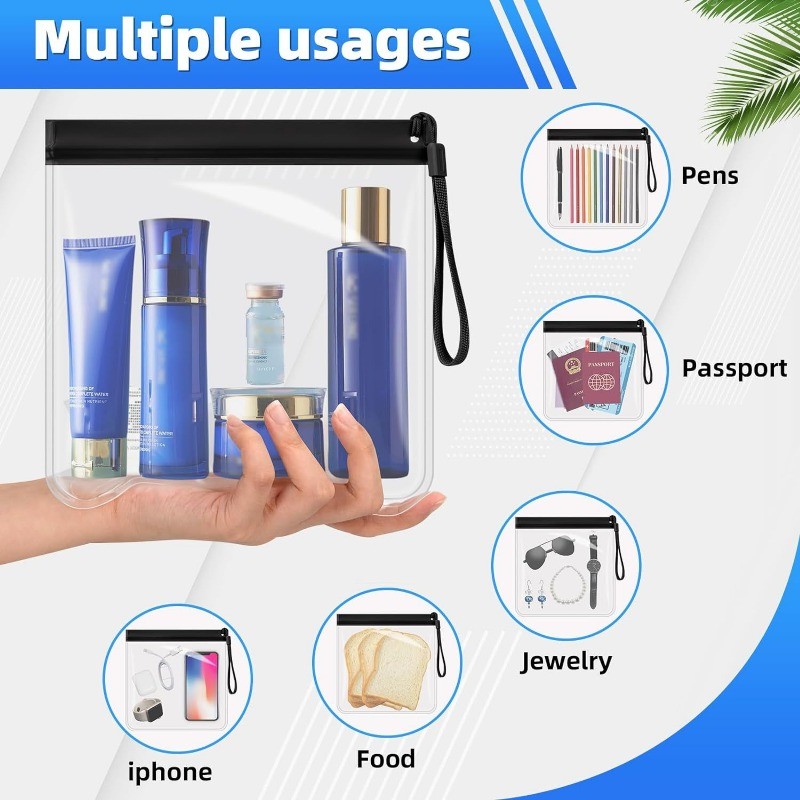 1/3 ชิ้น Travel กระเป๋าเก็บเครื่องสําอาง - EVA โปร่งใส Zip Lock Seal กระเป๋า - กระเป๋าสําหรับชุดชั้นในและถุงเท้าและอุปกรณ์อาบน้ํา - มัลติฟังก์ชั่น กันน้ํา ประหยัดพื้นที่ - Sundries Organizer