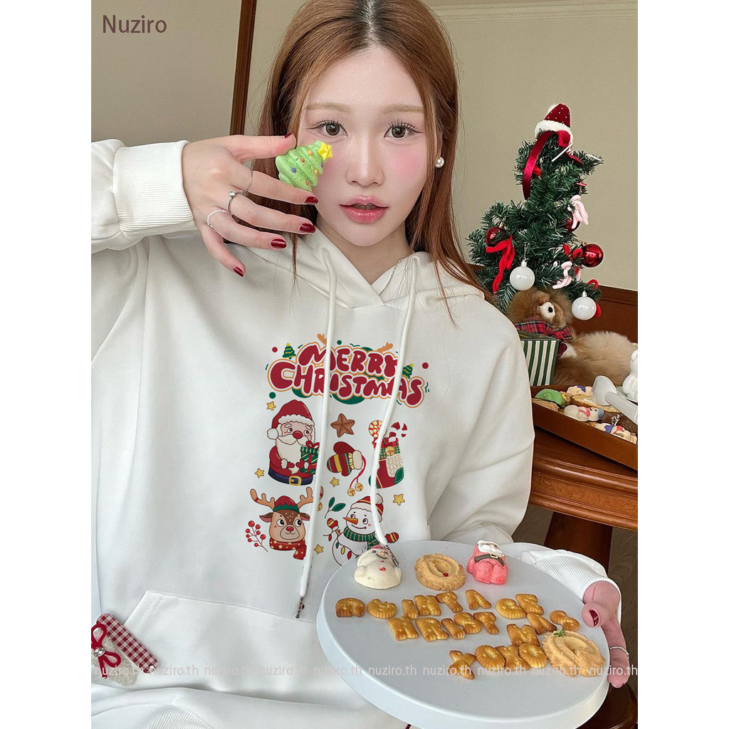 Nuziro Santa Claus Hoodies - น่ารักการ์ตูนตลกคริสต์มาสพิมพ์เสื้อฮู้ดแขนยาว #H000658
