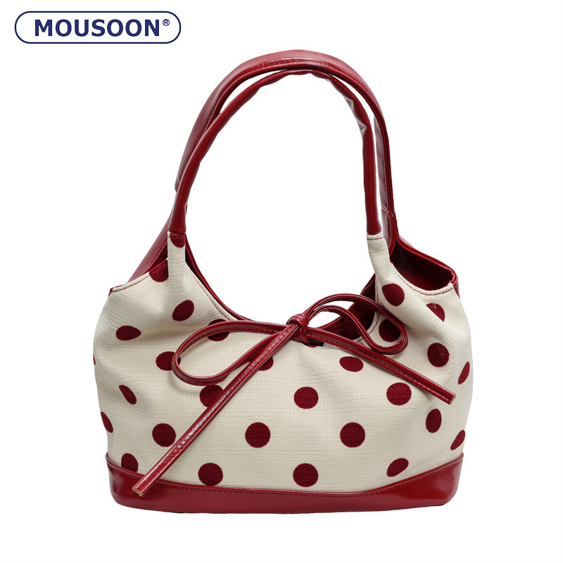 MOUSOON มูซูน ผู้เดินทาง ความจุขนาดใหญ่ไหล่ใต้วงแขนกระเป๋าผู้หญิงใหม่ผ้าใบยอดนิยมลายจุดซุปเปอร์ยอดนิยมแบบพกพา สิริ กระเป๋า
