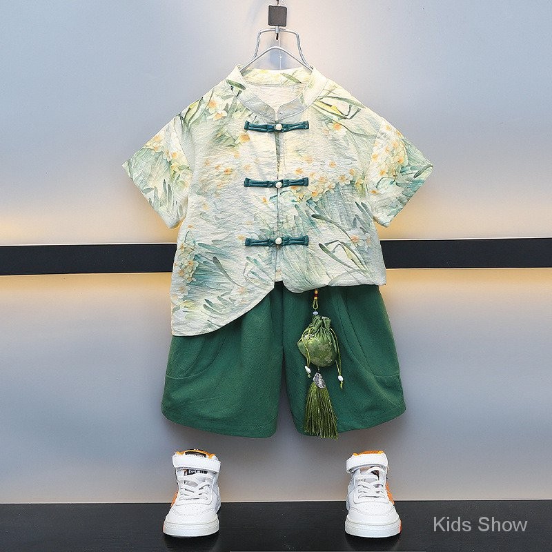 Boy Hanfu ฤดูร้อนบางสไตล์จีนเด็กเครื่องแต่งกายโบราณ Tang ชุดเด็กทารกใหม่สไตล์จีนชุด Performance Wear