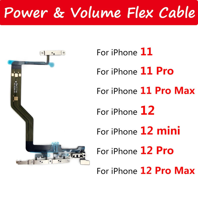 ใหม่ซ่อมด้านข้างเปิด/ปิดสายดิ้นที่สำคัญสำหรับ iPhone 11 12 PRO MAX 12มินิปริมาณสวิทช์ปุ่มริบบิ้น
