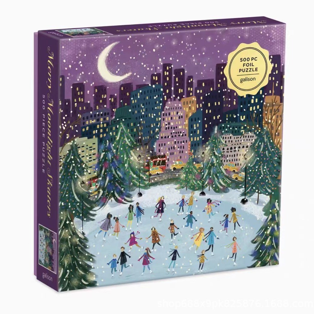 Galison Christmas Puzzle Moon skating rink 500ชิ้น