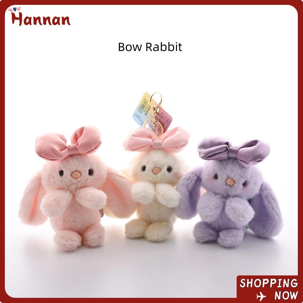 ฮันหนาน พวงกุญแจกระต่ายโบว์,ตุ๊กตาของเล่นตุ๊กตาสร้างสรรค์ที่ละเอียดอ่อน,ของขวัญวันเกิดที่มีลักษณะสูงระดับนุ่มน่ารักกระต่ายพวงกุญ