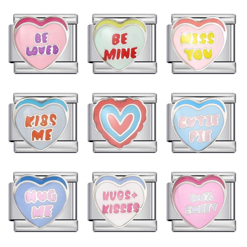 Love English Series น้ํามันหยดเชื่อมเหล็กไทเทเนียม DIY สร้อยข้อมือโมดูลอิตาลีอุปกรณ์เสริมส่วนบุคคล