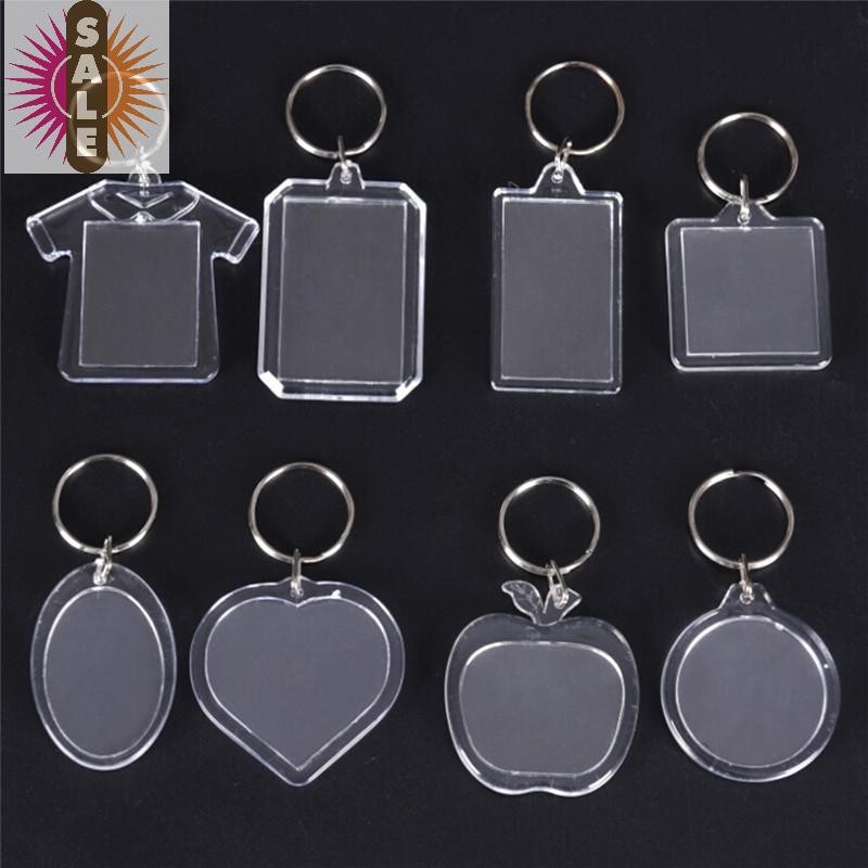 Ap 5PCs โปร่งใสเปล่าใส่กรอบรูปพวงกุญแจพวงกุญแจของขวัญ DIY ที่