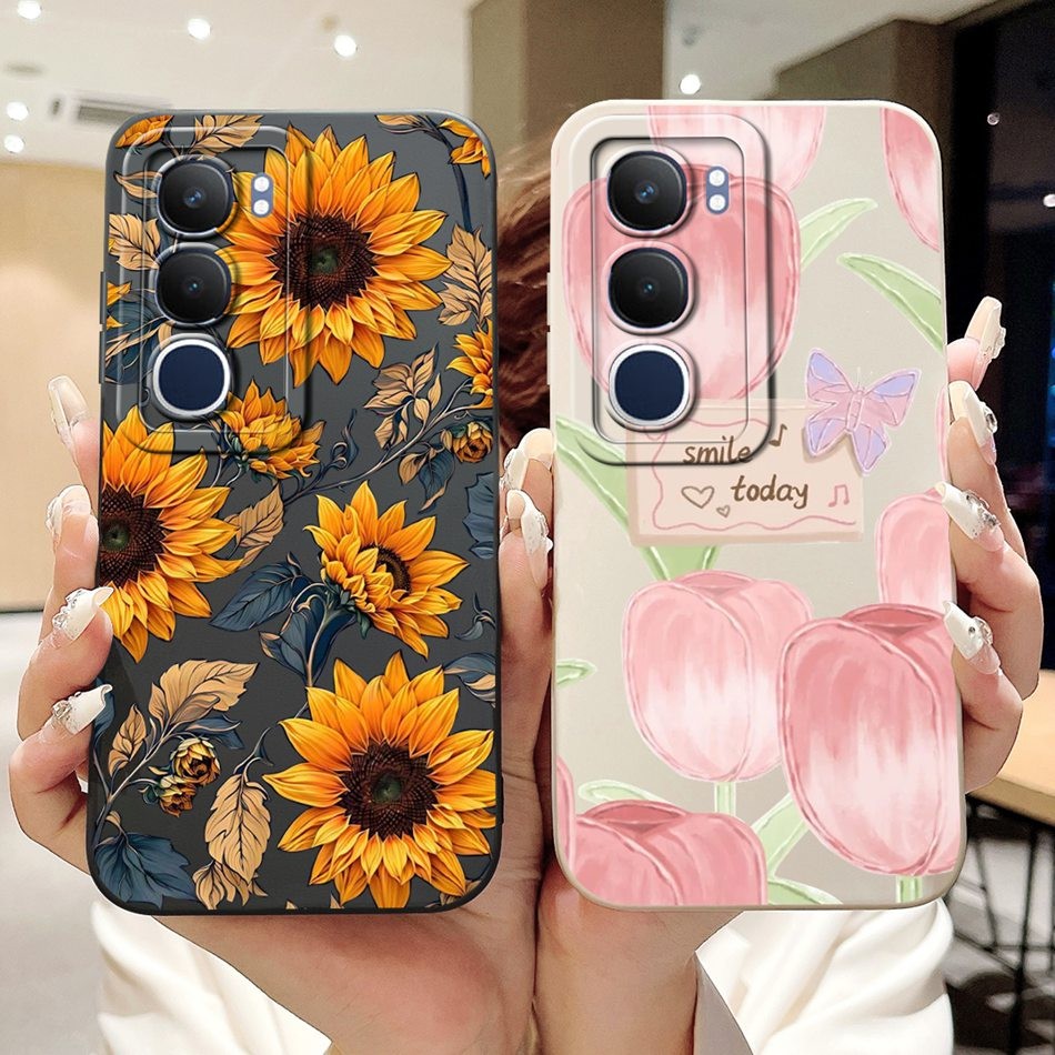 Vivo Y19s 2024 สวยทิวลิปดอกทานตะวันผีเสื้อทาสีปลอก Vivo Y19s V2149 เคสโทรศัพท์ซิลิโคนอ่อนนุ่ม