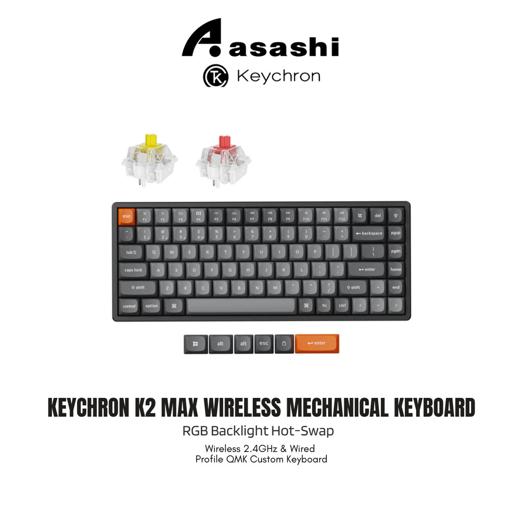 Keychron K2 MAX QMK คีย์บอร์ดไร้สาย RGB Hot-Swappable/บลูทูธ/2.4Ghz/รองรับ Mac