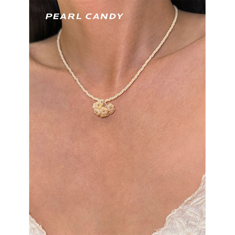 Milky White Bouquet French Elegant Advanced Handmade Choker สร้อยคอสั้น