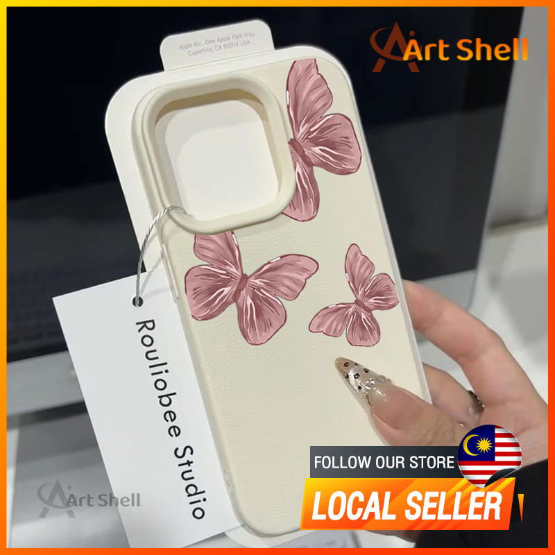 เข้ากันได้กับ iphone 16 Pro Max เคสโทรศัพท์ผีเสื้อสีน้ําตาล 12 13 14 15 11 Pro Max ปลอก xr xs Max 7 