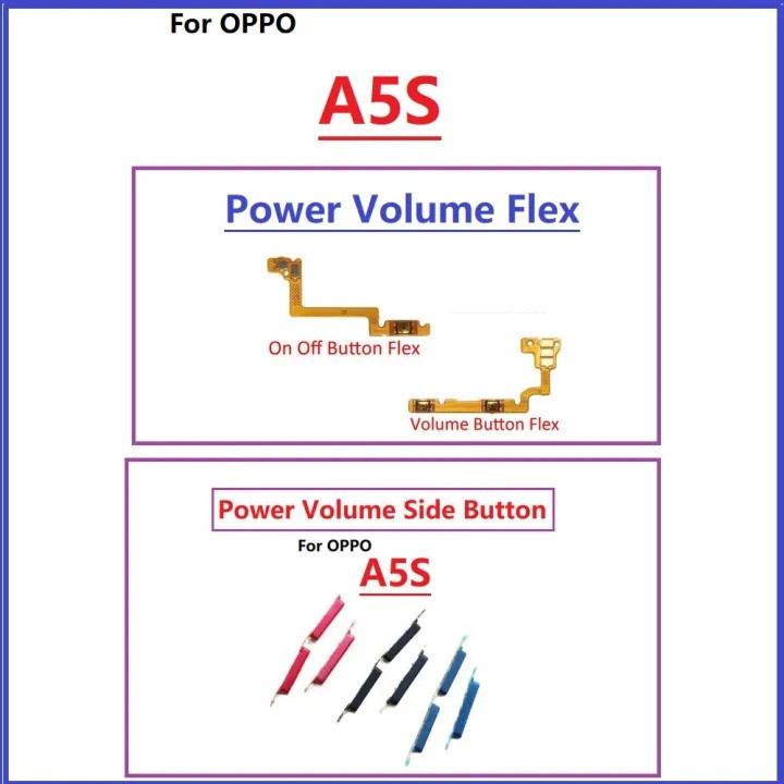 Power ON OFF Mute Switch Control Key Volume ปุ่มด้านข้าง Flex Cable สําหรับ OPPO A5S
