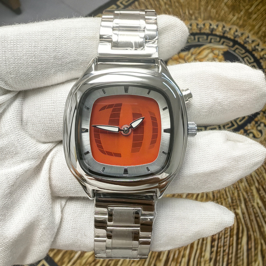 Pintime นาฬิกาผู้ชาย Retro แฟชั่น non-mechanical digital double display niche ins แบรนด์อินเทรนด์ควอตซ์นาฬิกากีฬาลําลองสําหรับบุรุษ