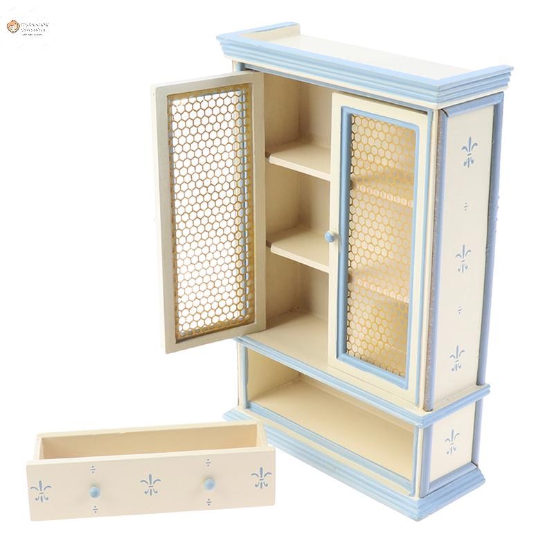 Cod 1:12 Dollhouse Miniature Kitchen Furniture White Cupboards Display ใหม่